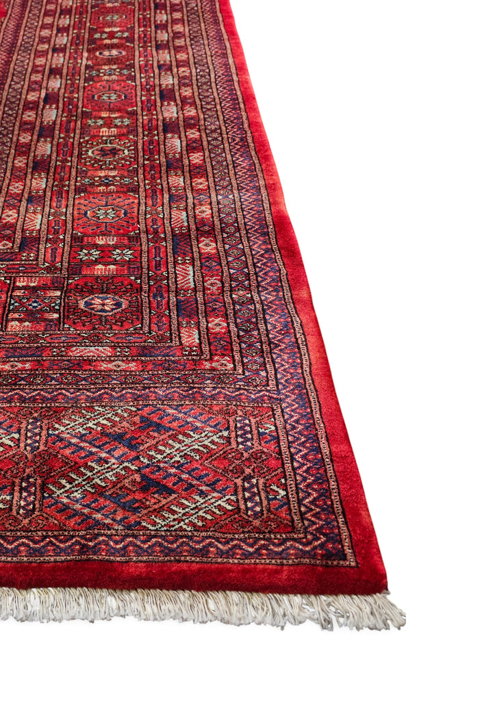 Cherry Red Turkmen Gül Bokhara, Hand-Knotted Sherwan