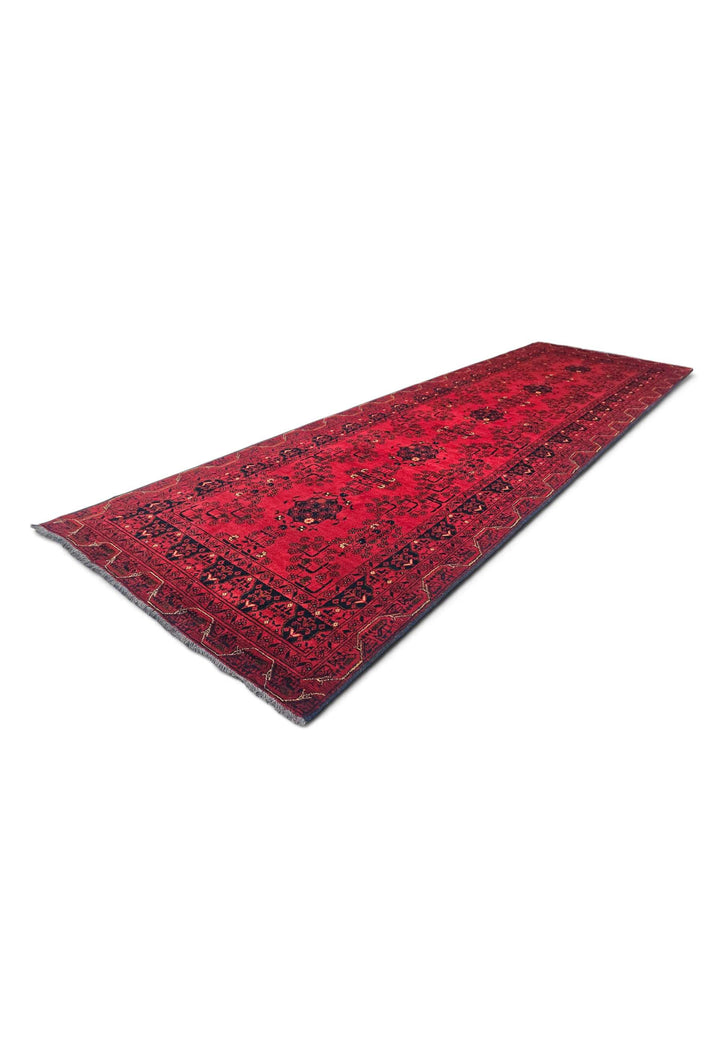 Crimson and Black Khal Mohammadi Runner, Hand-Knotted Wool