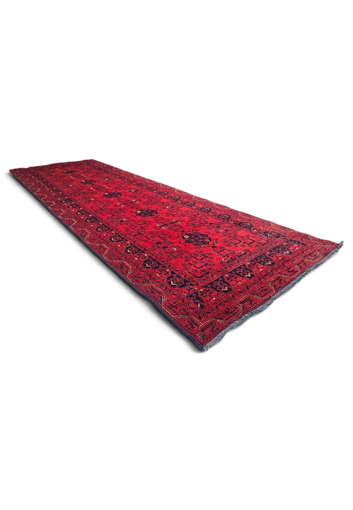 Bright Red and Navy Khal Mohammadi Runner, Hand-Knotted Wool
