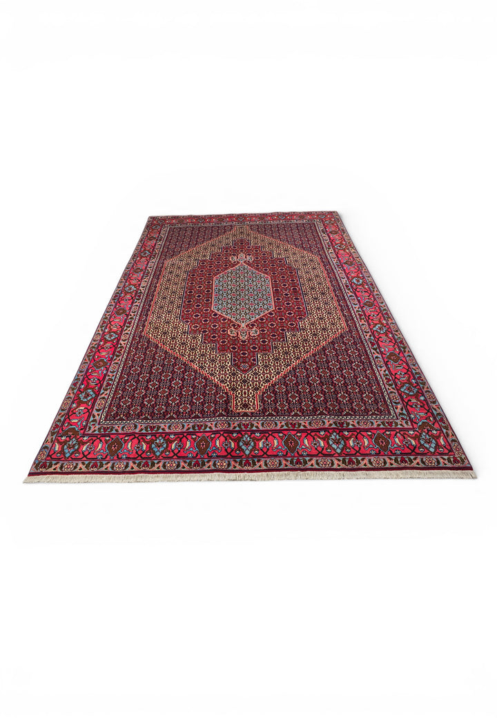 Red Herati Medallion Persian Sabzevar, Hand-Knotted Wool Rug