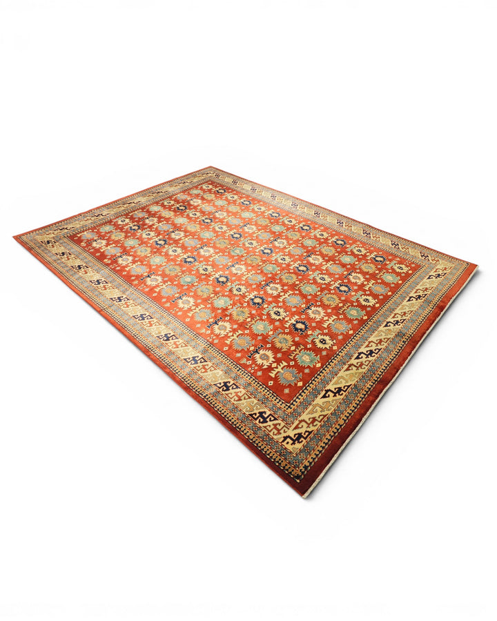 Red Medallion Rug, Hand-Knotted Afghani Sherwan