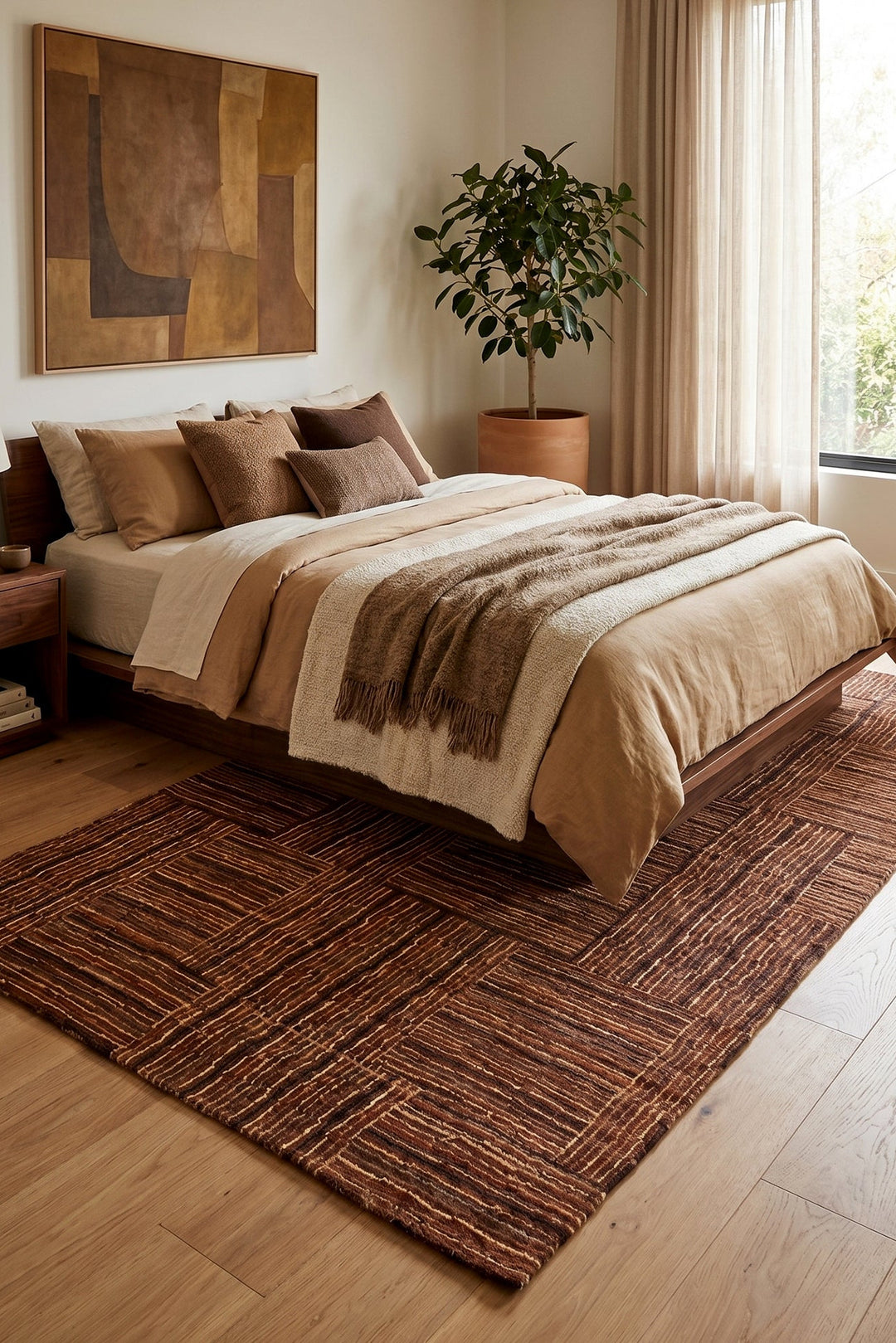 Cinnamon Patchwork Gabbeh, Hand-Knotted Afghan Wool Rug