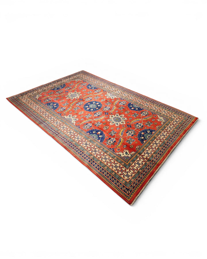 Red Afghani Sherwan, Hand-Knotted Wool Rug