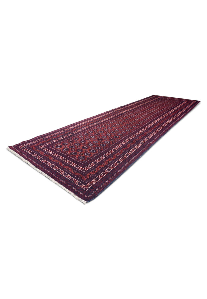 Wine Red Turkmen Gül Khal Mohammadi Runner, Hand-Knotted Wool
