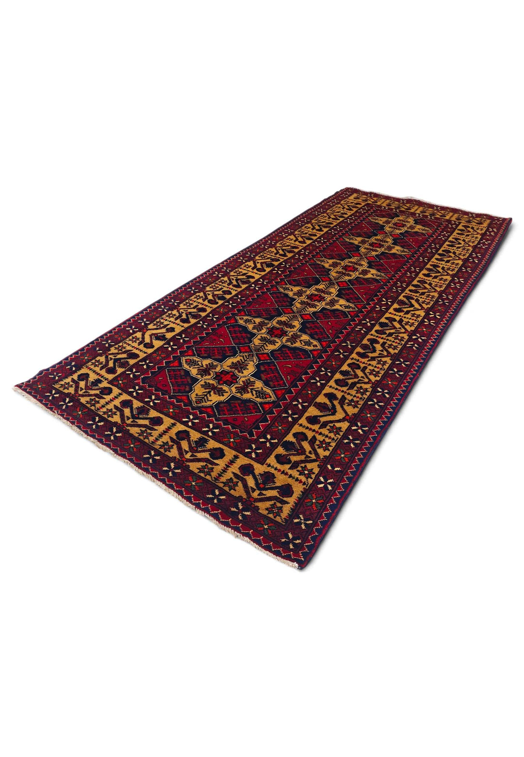 Red and Gold Khal Mohammadi Rug, Hand-Knotted Wool