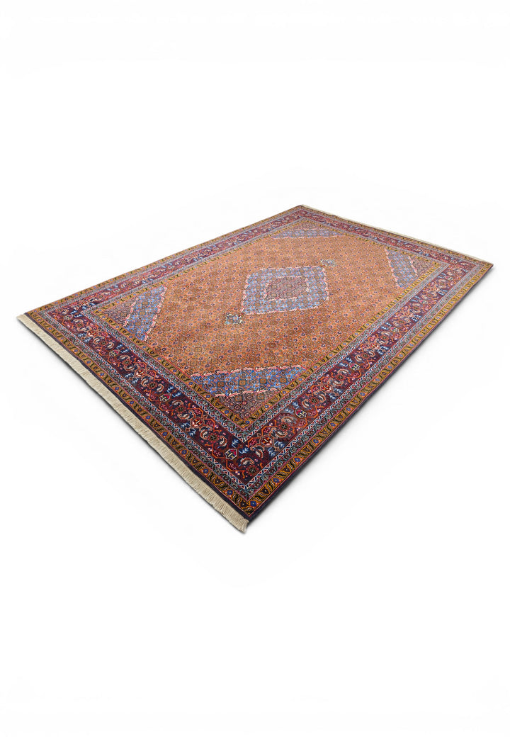 Terracotta Mahi Medallion Persian Ardabil, Hand-Knotted Wool Rug