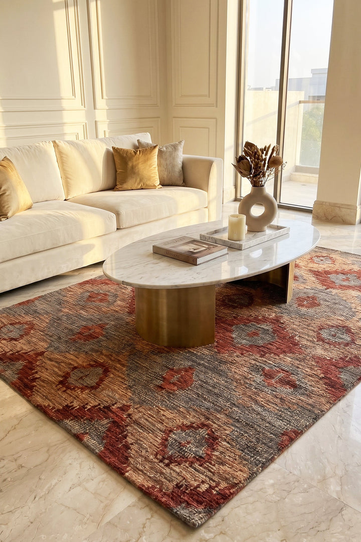 Sienna Ikat Gabbeh, Hand-Knotted Afghan Wool Rug