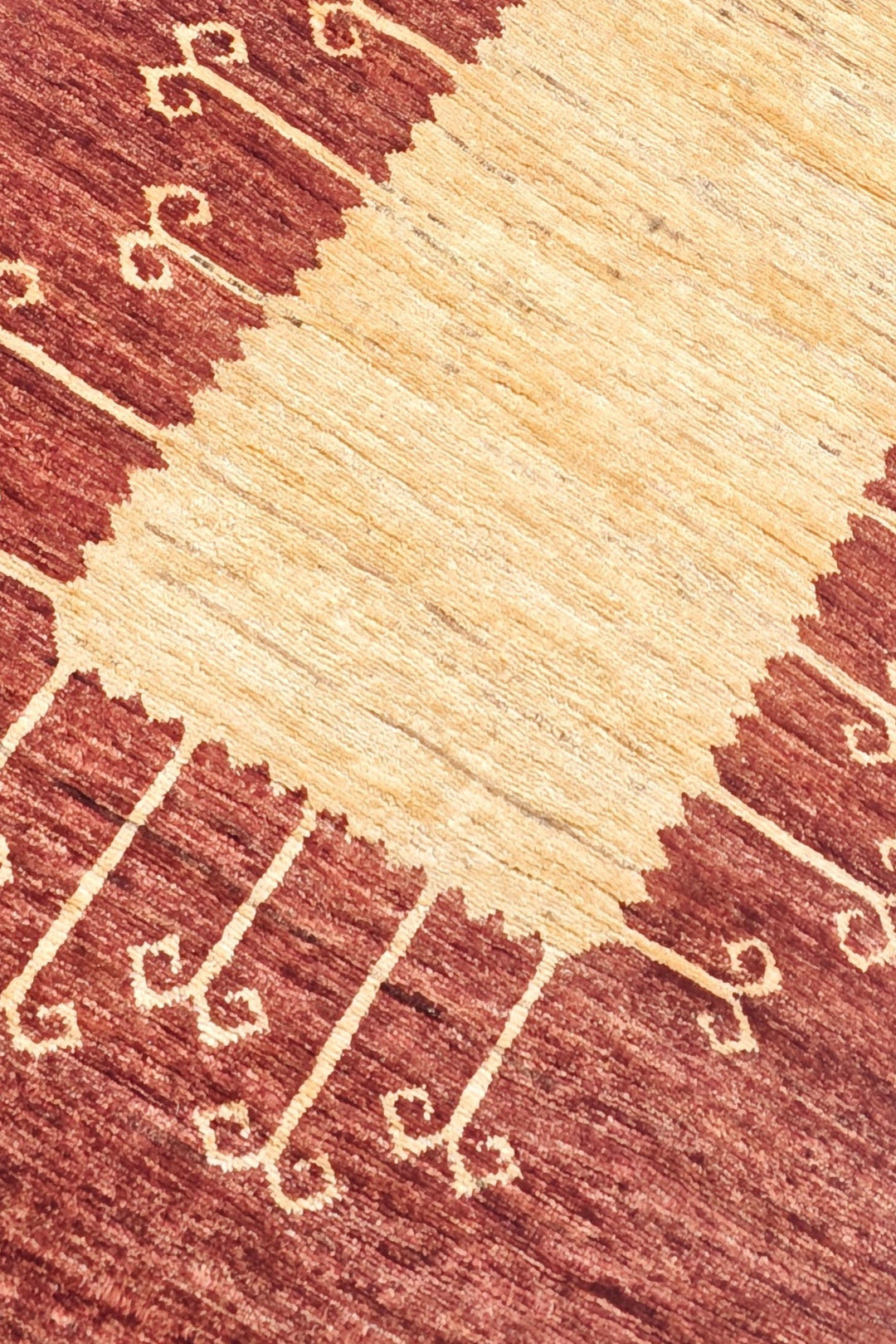 Terracotta and Cream Panel Gabbeh, Hand-Knotted Wool Rug