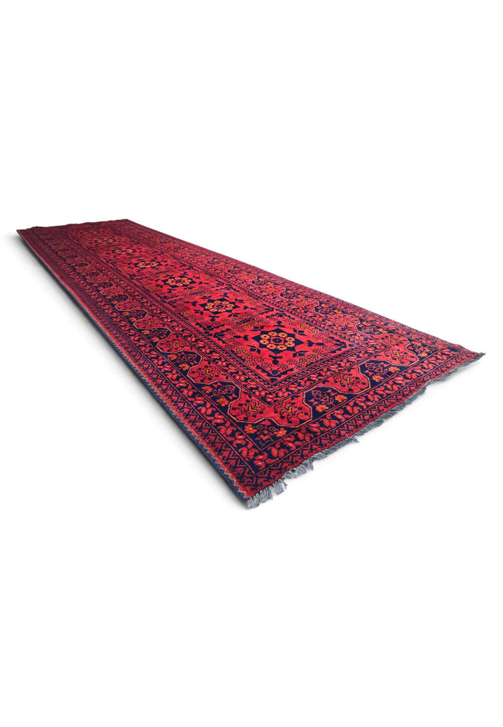 Coral and Gold Khal Mohammadi Runner, Hand-Knotted Wool