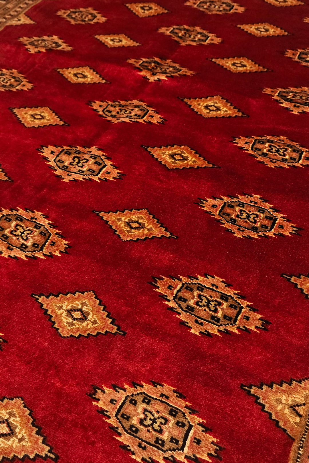 Red &amp; Gold Diamond Gül Jaldar Rug, Hand-Knotted Pakistani Wool &amp; Silk
