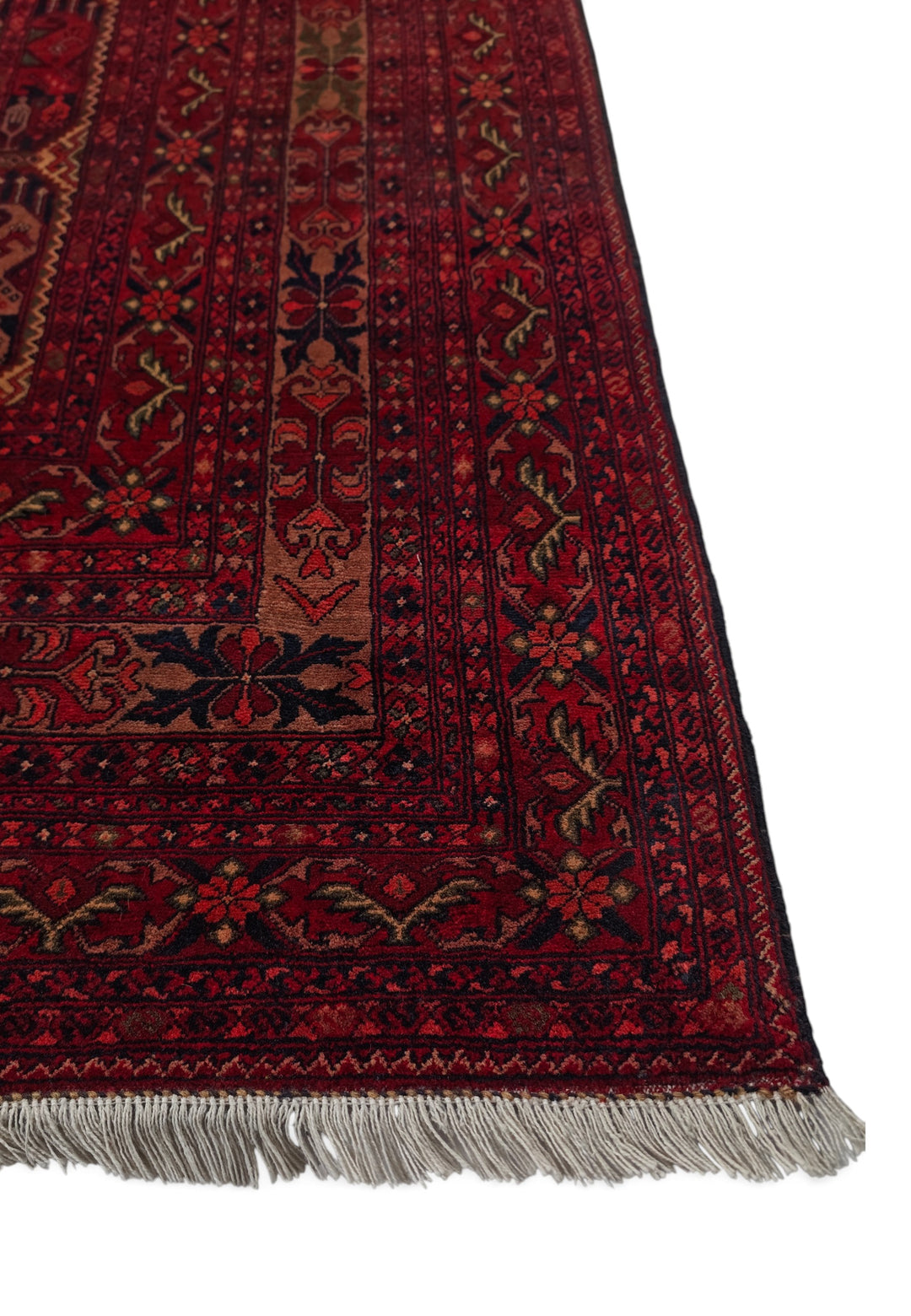 Deep Burgundy Panel Khal Mohammadi Rug, Hand-Knotted Wool