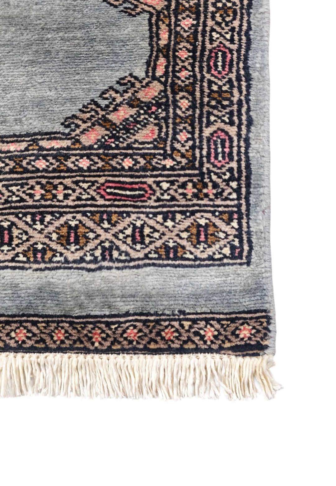 Dusty Blue and Peach Jaldar Diamond Medallion, Hand-Knotted Wool Rug