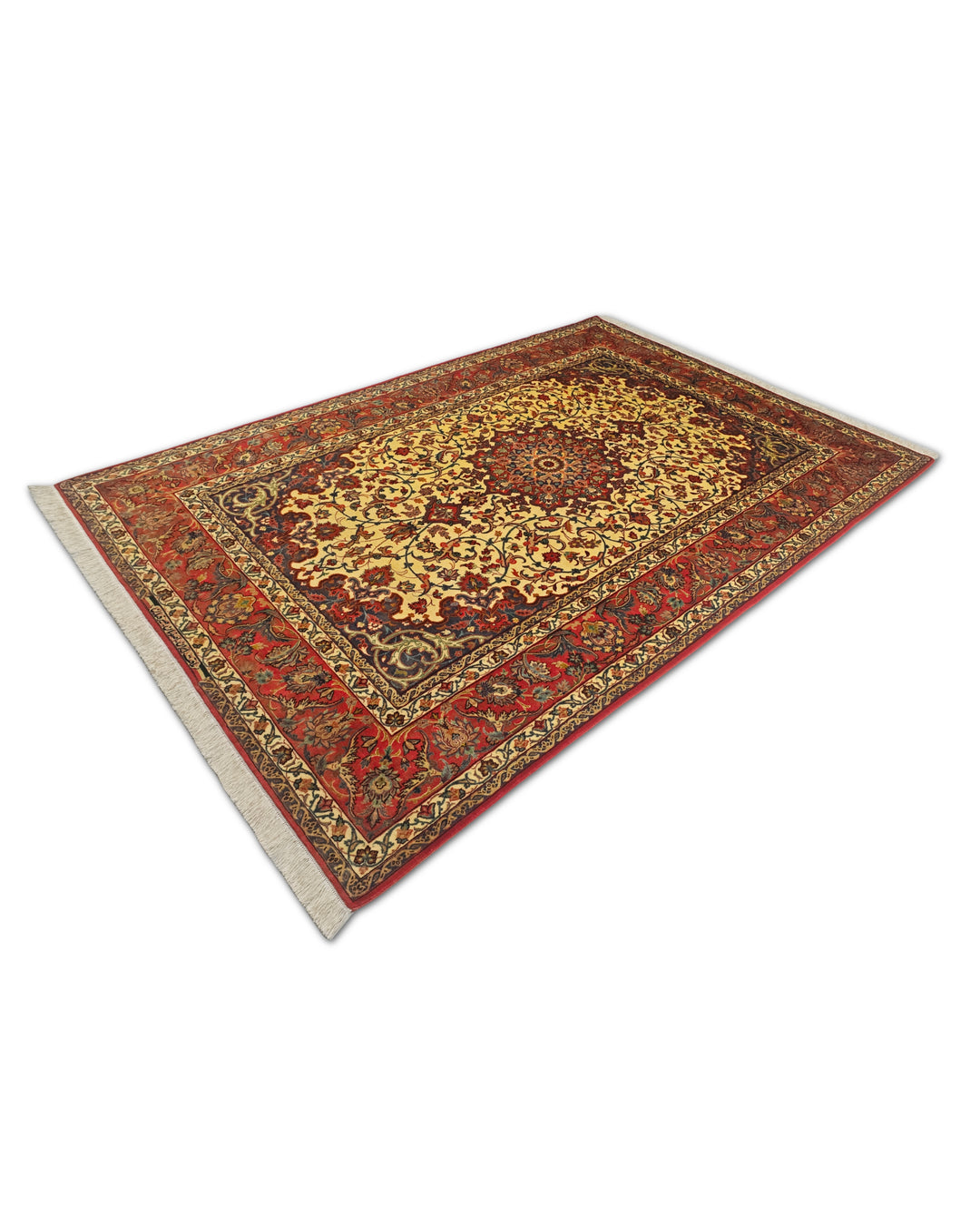 Gold Medallion Sirafian Isfahan, Hand-Knotted Wool Rug