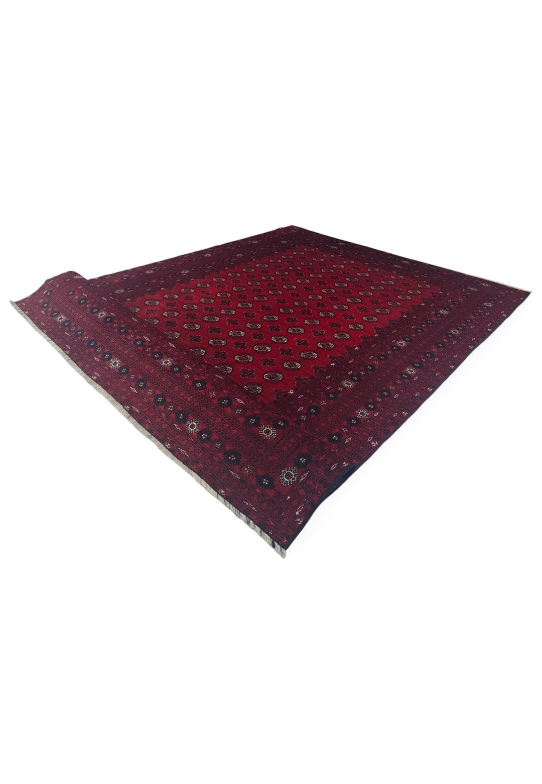 Wine Red Turkmen Gül Rug, Hand-Knotted Sherwan