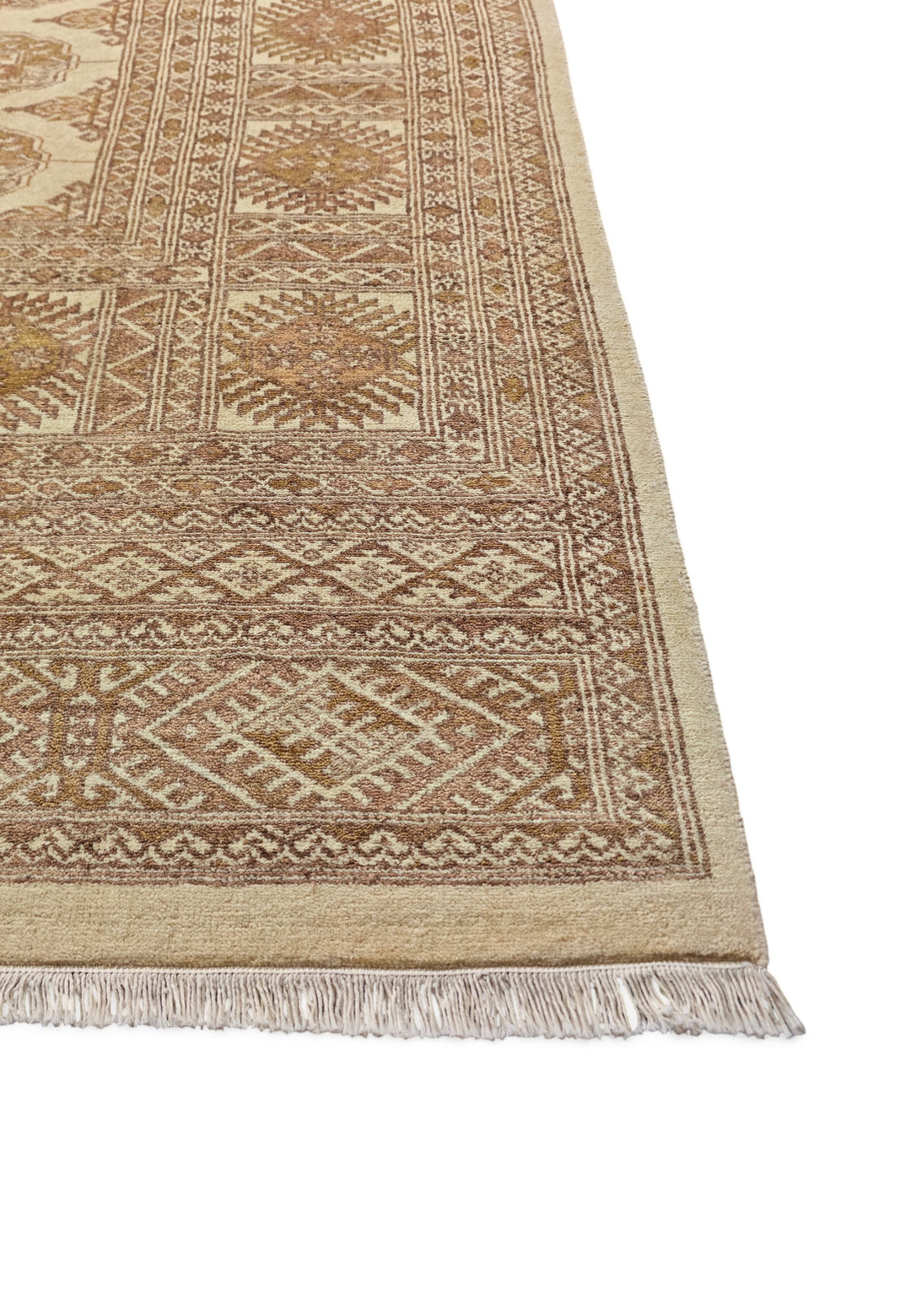 Antique Cream Turkmen Gül Bokhara, Hand-Knotted Wool Rug