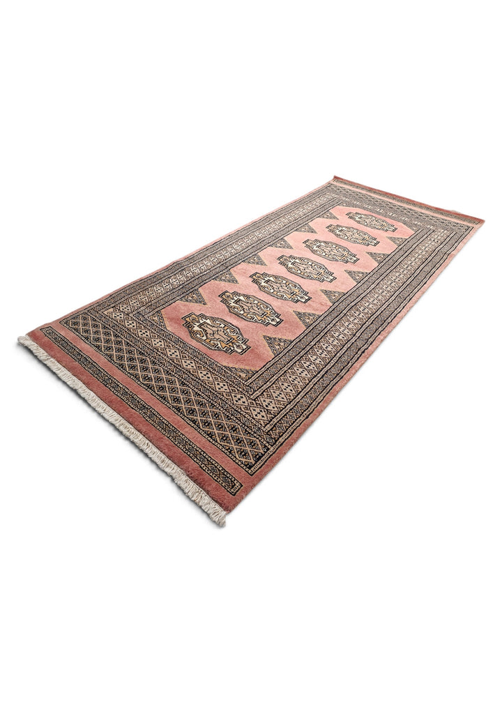Terracotta and Beige Yamoud Rug, Hand-Knotted Wool