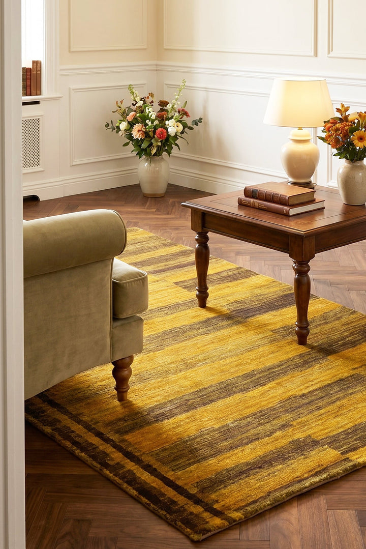 Mustard Gabbeh, Hand-Knotted Afghan Wool Rug