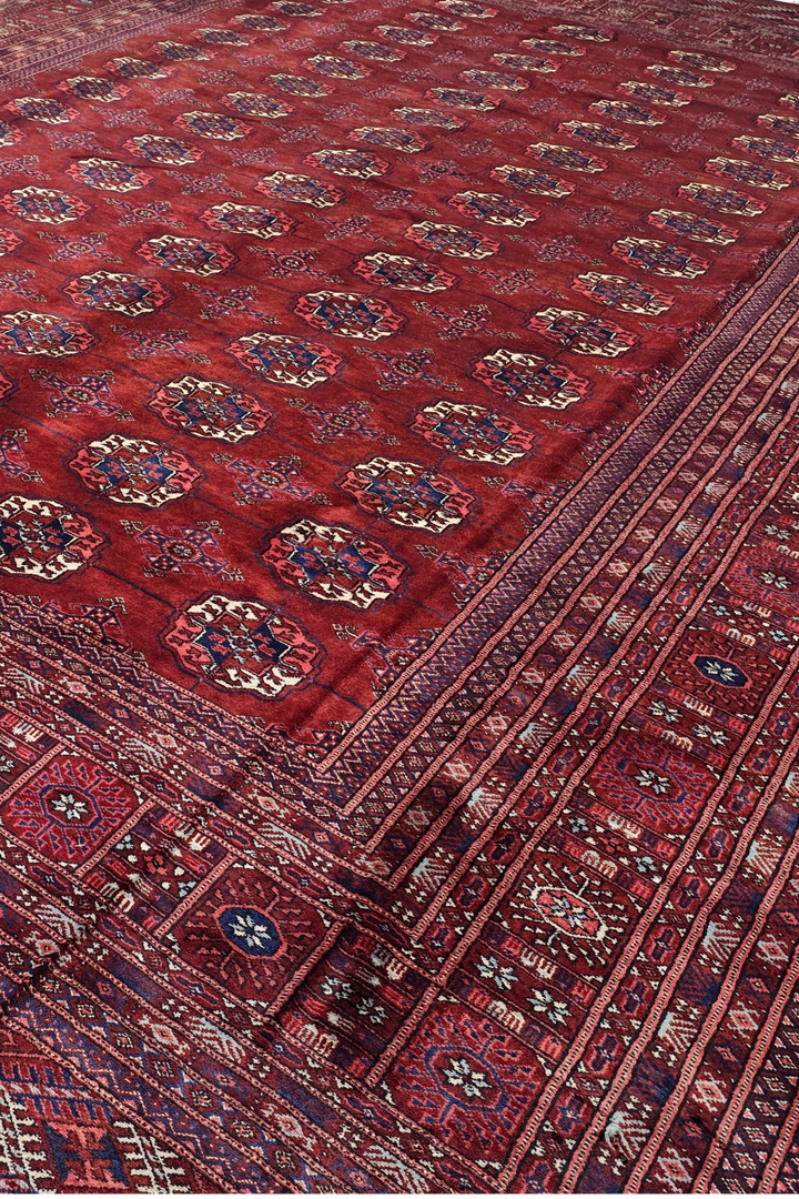 Wine Red Turkmen Gül Bokhara, Hand-Knotted Sherwan