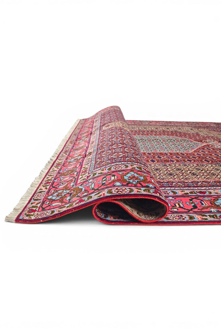Red Herati Medallion Persian Sabzevar, Hand-Knotted Wool Rug