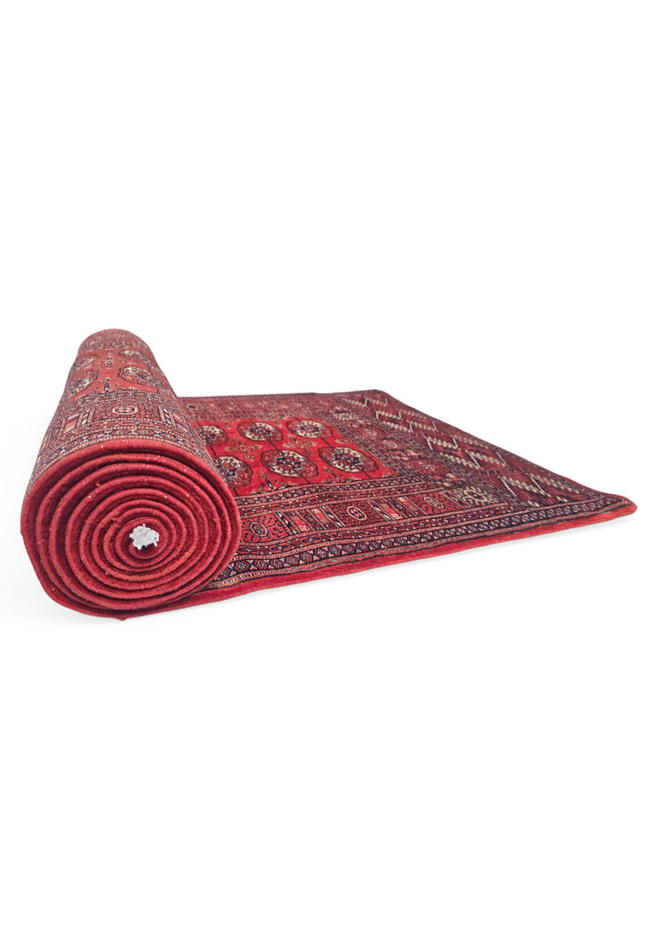 Deep Red and Cream Turkmen Gül Bokhara, Hand-Knotted Sherwan