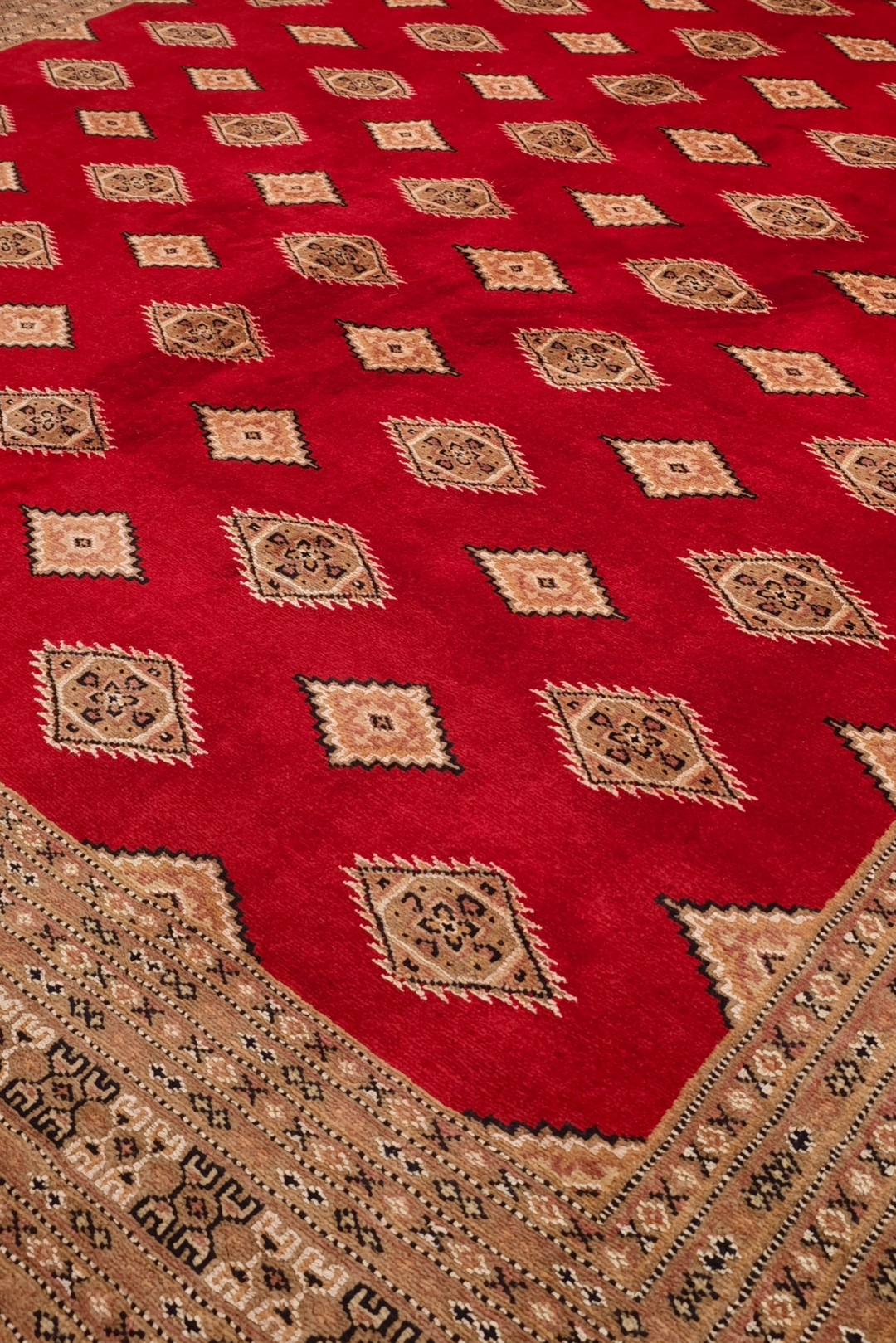 Madder Red and Camel Jaldar Rug, Hand-Knotted Wool and Silk