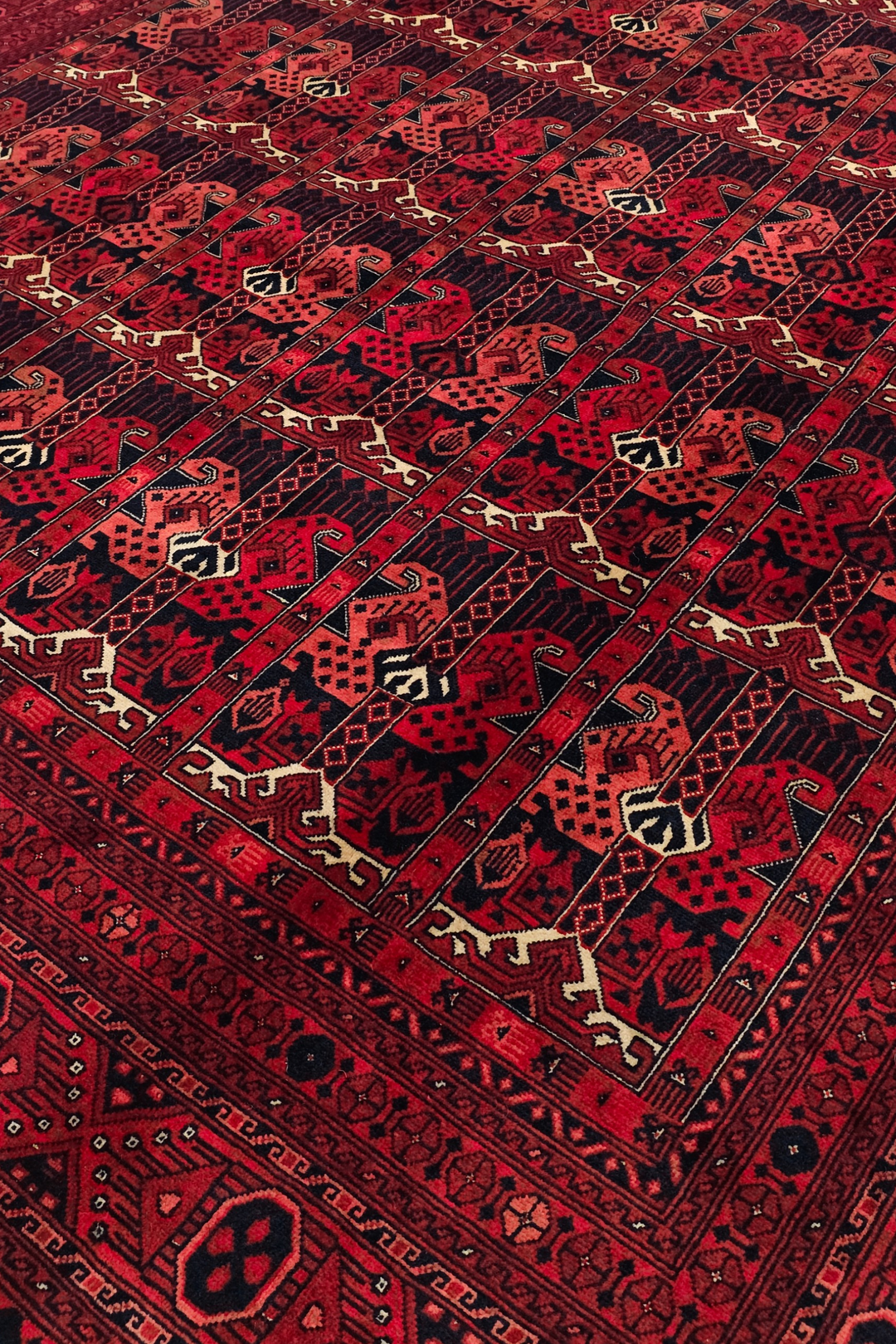 Wine Red Panel Khal Mohammadi Rug, Hand-Knotted Wool