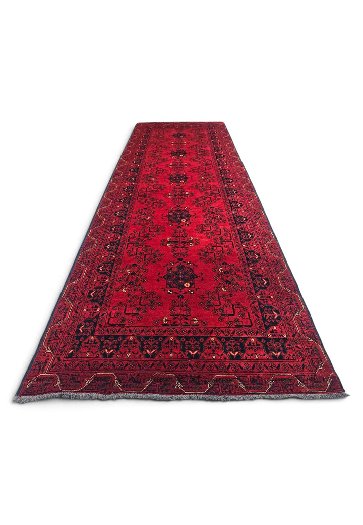 Crimson and Black Khal Mohammadi Runner, Hand-Knotted Wool