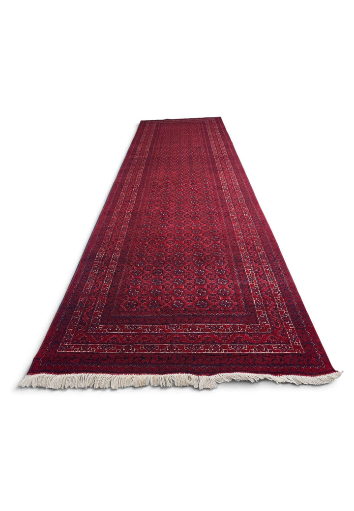 Deep Red Turkmen Gül Khal Mohammadi Runner, Hand-Knotted Wool