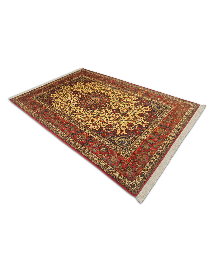 Gold Medallion Sirafian Isfahan, Hand-Knotted Wool Rug