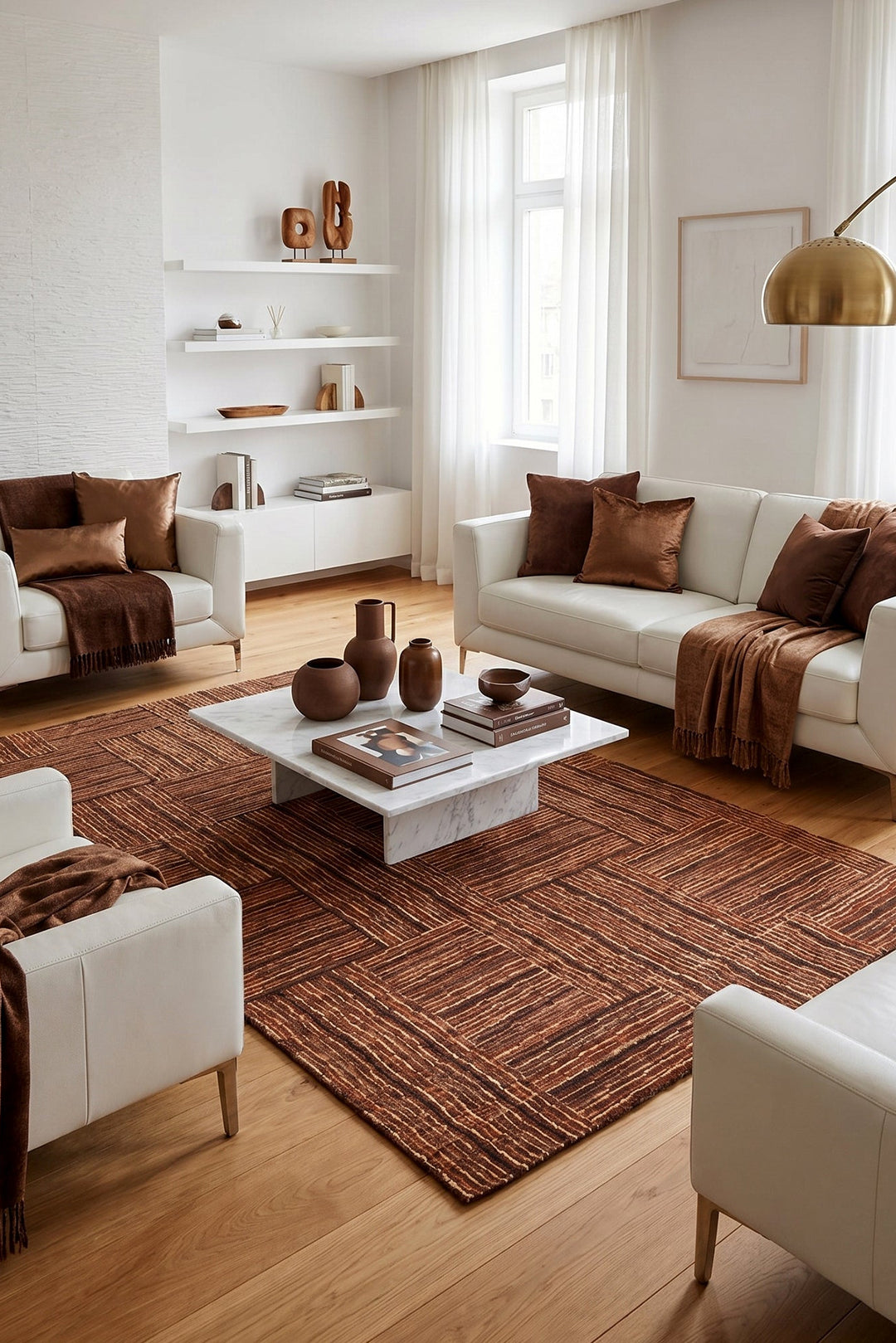 Cinnamon Patchwork Gabbeh, Hand-Knotted Afghan Wool Rug