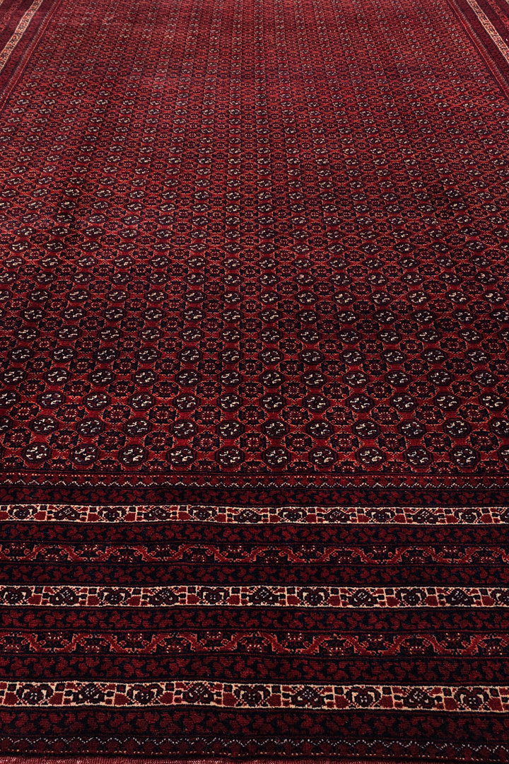 Deep Burgundy Khoja Roshnai, Hand-Knotted Wool Rug