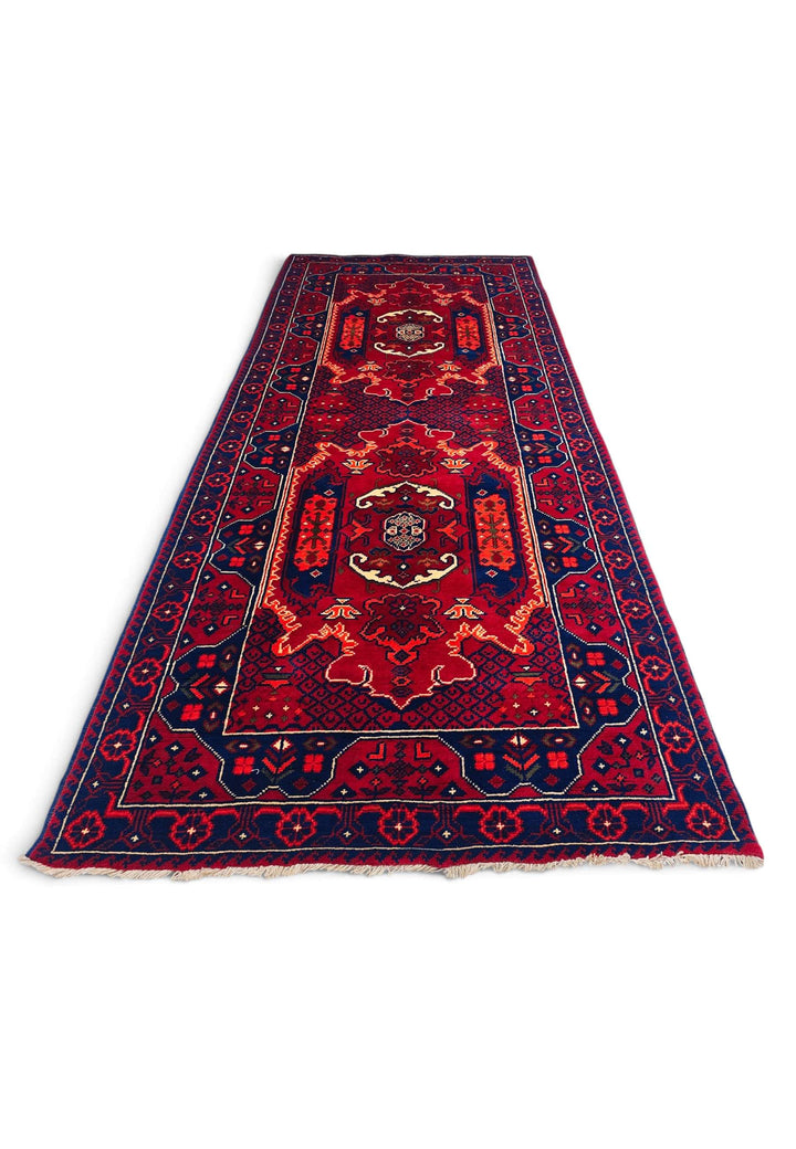 Crimson and Navy Khal Mohammadi Rug, Hand-Knotted Wool
