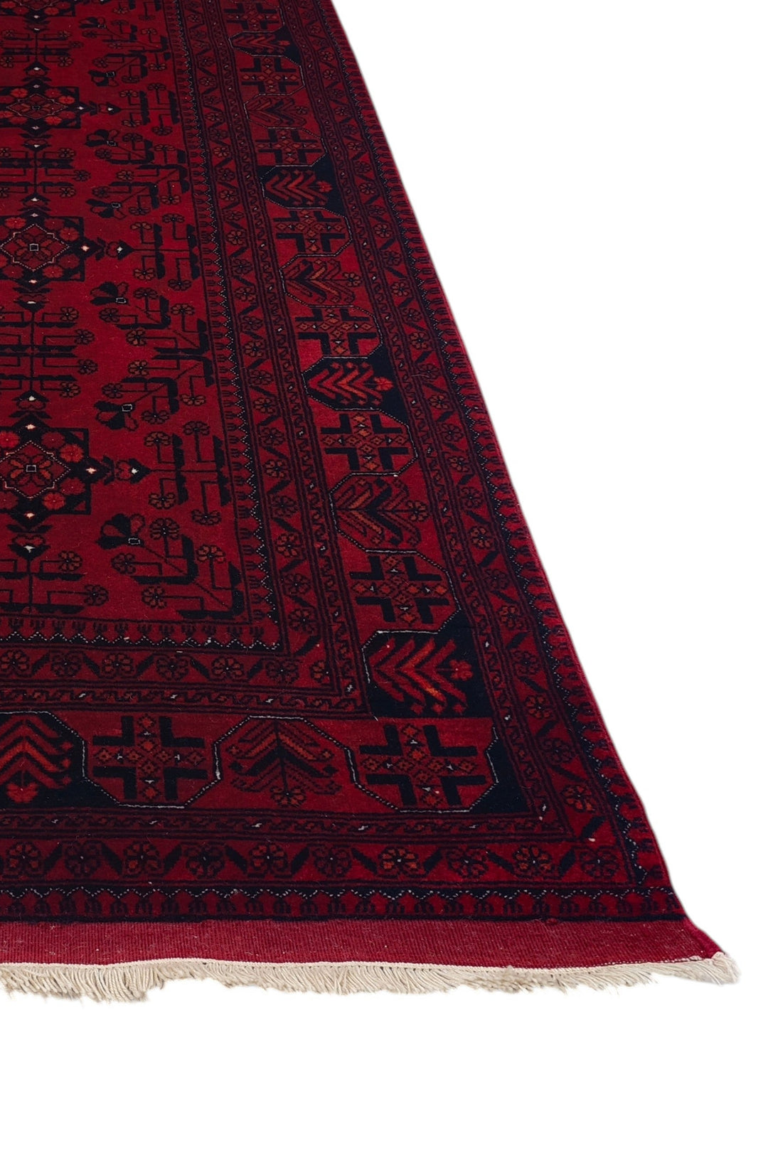 Deep Red Diamond Medallion Khan Muhammadi Rug, Hand-Knotted Wool