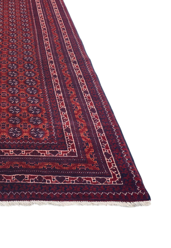 Wine Red Turkmen Gül Khal Mohammadi Runner, Hand-Knotted Wool
