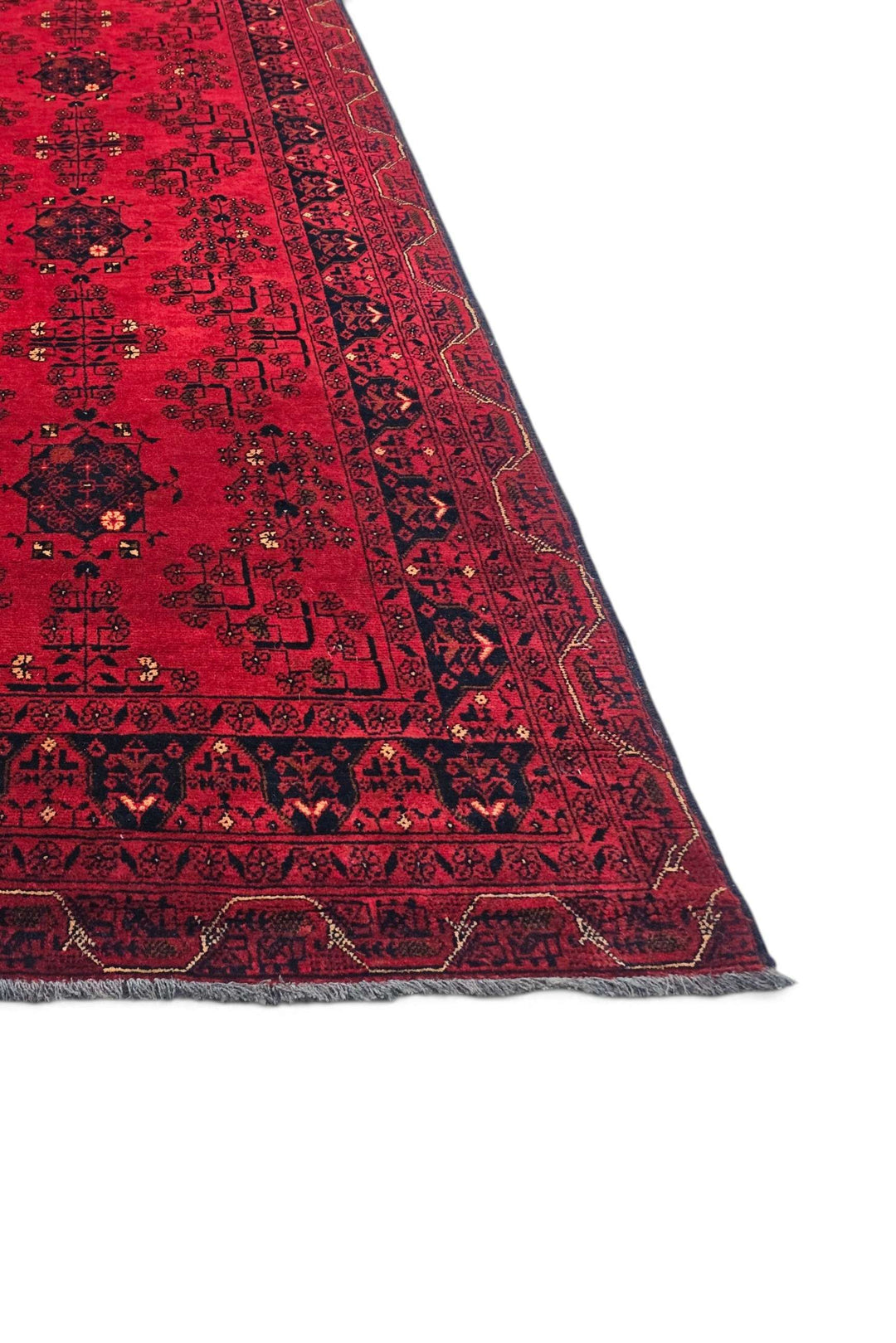 Crimson and Black Khal Mohammadi Runner, Hand-Knotted Wool