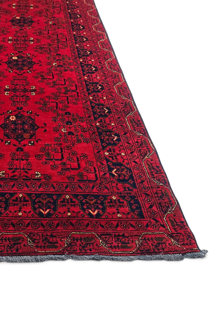 Bright Red and Navy Khal Mohammadi Runner, Hand-Knotted Wool