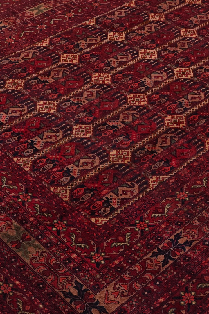 Deep Burgundy Panel Khal Mohammadi Rug, Hand-Knotted Wool