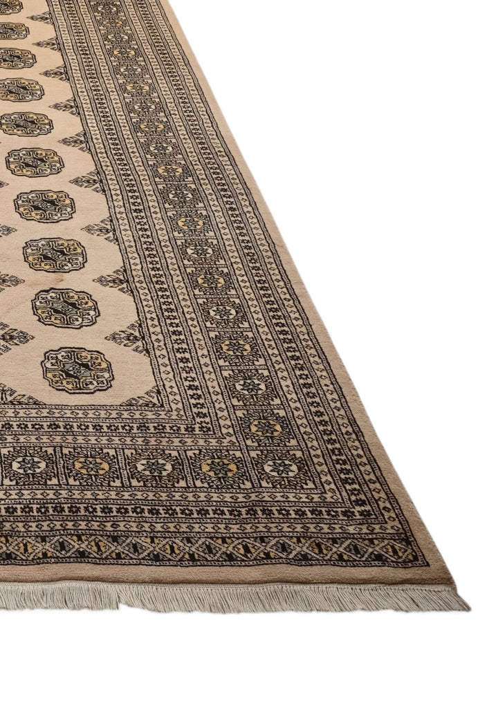 Sand and Espresso Gül and Tree Bokhara, Hand-Knotted Wool Rug (199×265cm)