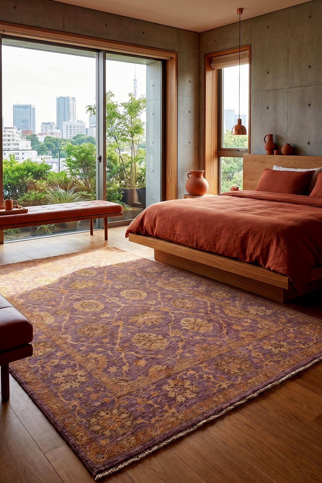 Mauve Gabbeh, Hand-Knotted Afghan Wool &amp; Silk Rug