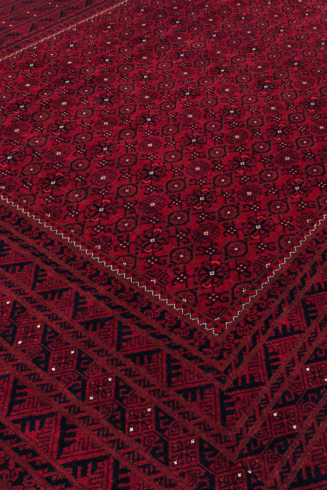 Wine Red Mina Khani, Hand-Knotted Wool Rug