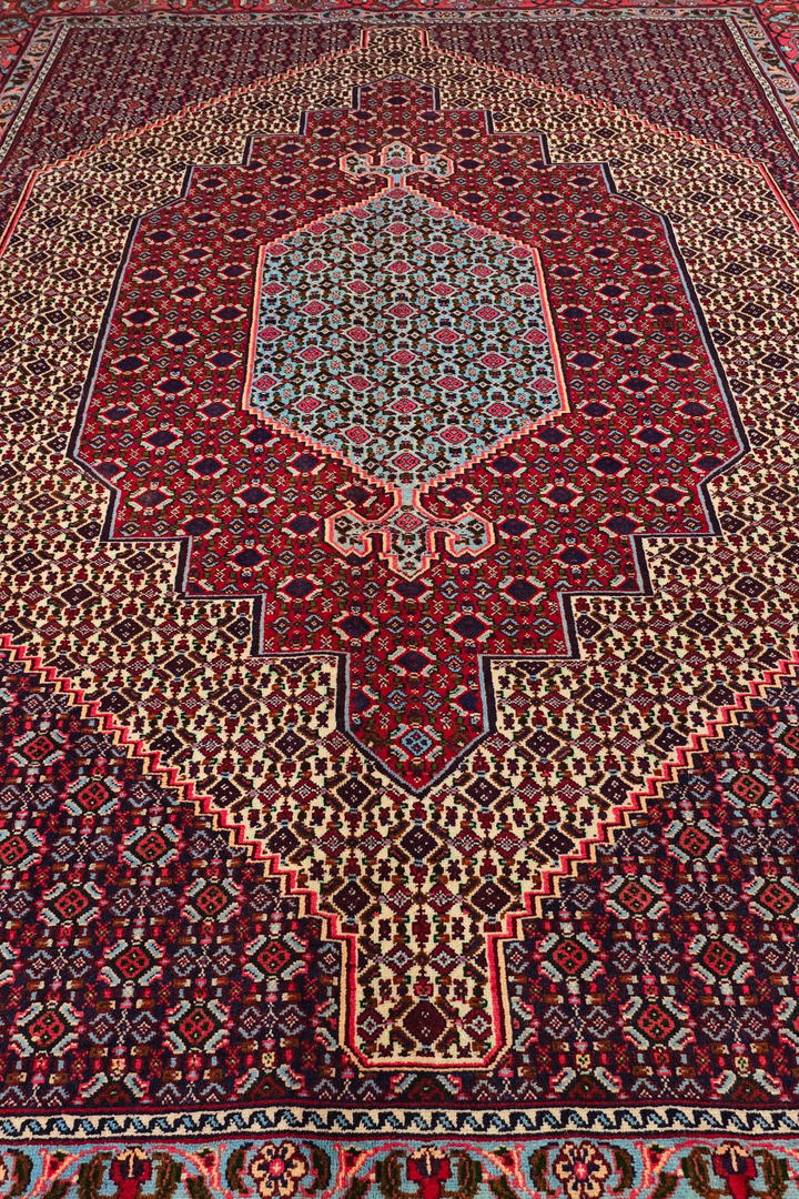 Red Herati Medallion Persian Sabzevar, Hand-Knotted Wool Rug