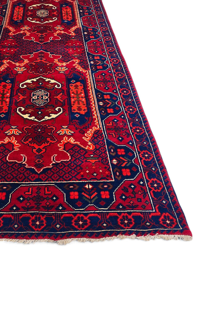 Crimson and Navy Khal Mohammadi Rug, Hand-Knotted Wool