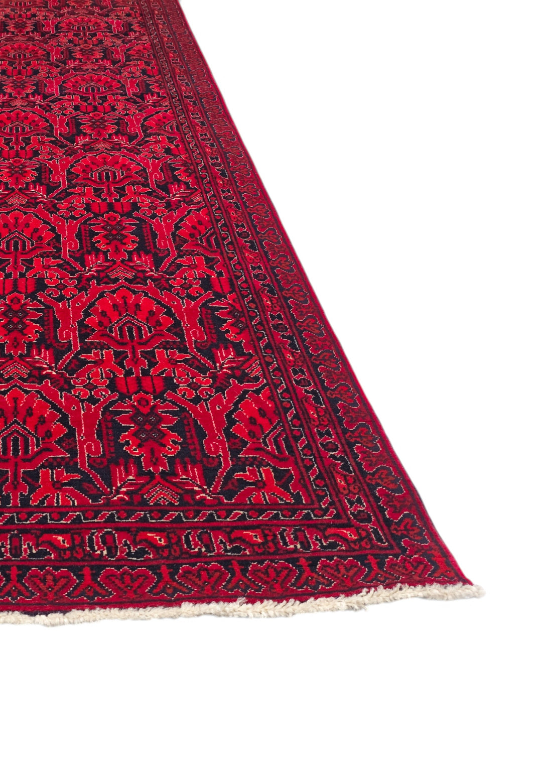 Red and Black Khan Muhammadi Rug, Hand-Knotted Wool