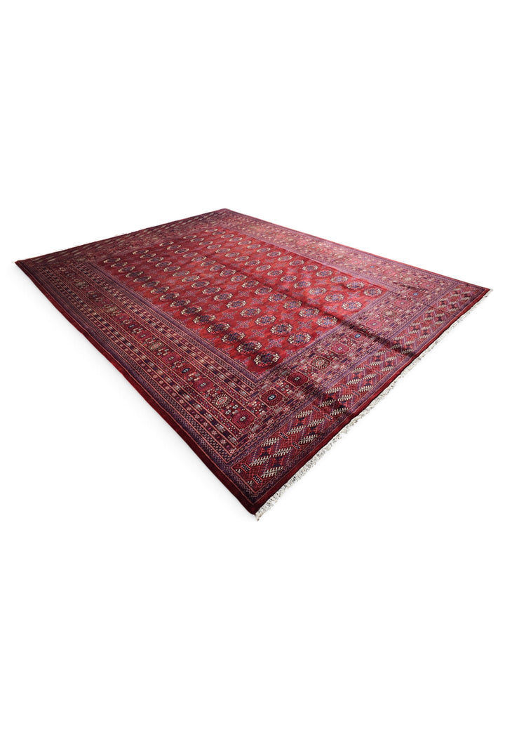 Wine Red Turkmen Gül Bokhara, Hand-Knotted Sherwan