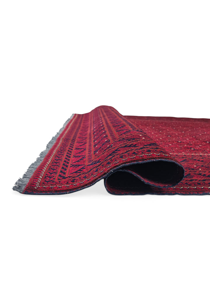 Wine Red Mina Khani, Hand-Knotted Wool Rug