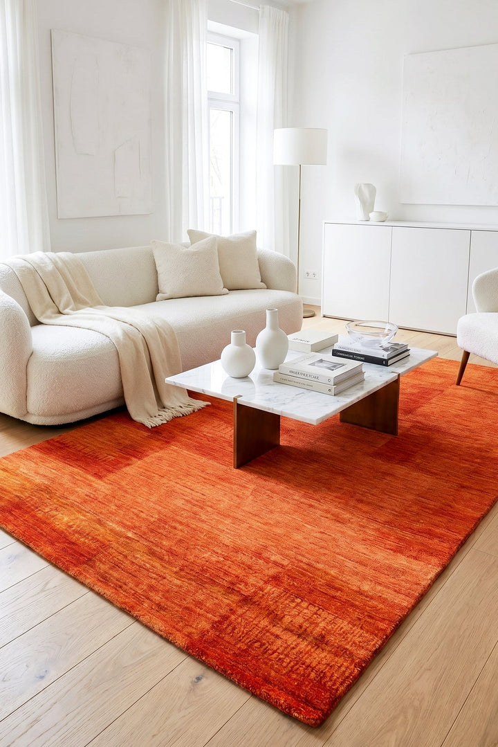 Terracotta Gabbeh, Hand-Knotted Afghan Wool Rug