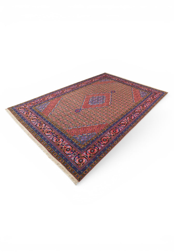Camel Mahi Medallion Persian Ardabil, Hand-Knotted Wool Rug