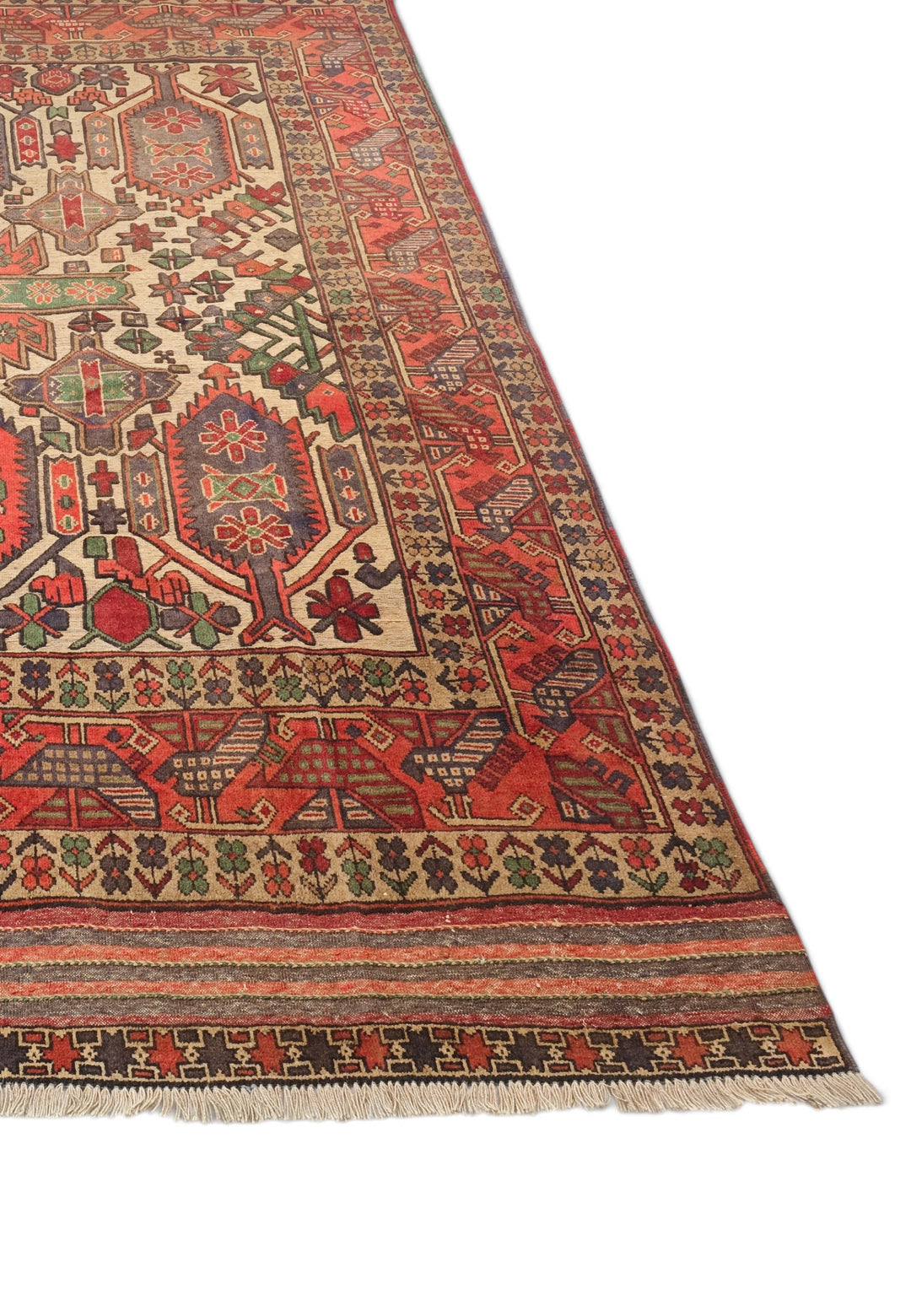 Cream and Orange Laspanji Kilim, Hand-Woven Wool