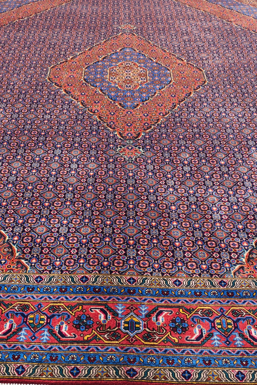 Mauve and Salmon Herati Medallion, Hand-Knotted Wool Rug
