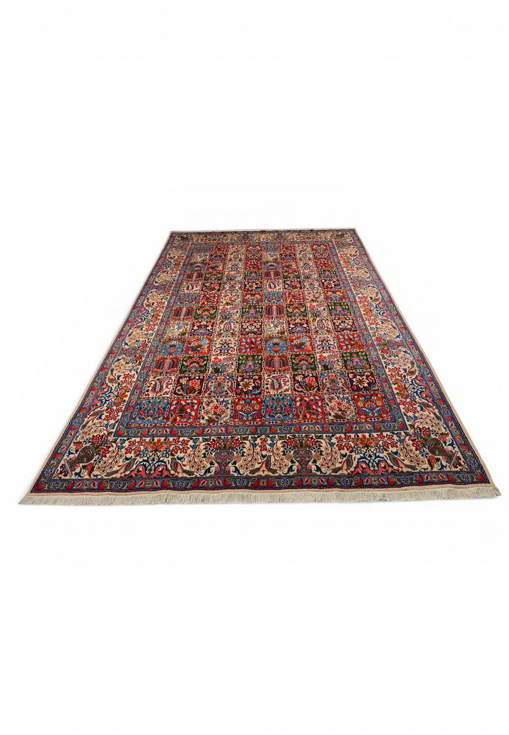 Four Seasons Garden Panel Persian Sabzevar, Hand-Knotted Wool Rug